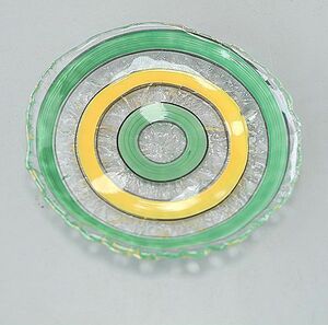 ガラス製 プレート 二色の円 中皿 sam242