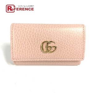 美品 GUCCI グッチ 456118 ダブルG 6連 GGマーモット キーケース ピンク レディース【中古】