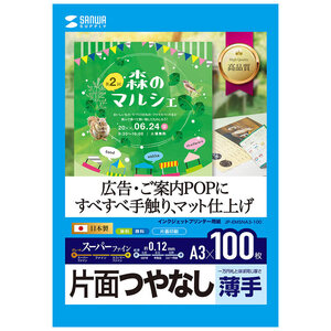 （まとめ買い）サンワサプライ インクジェット用スーパーファイン用紙 A3サイズ 100枚入り JP-EM5NA3-100 〔×3〕