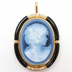 良品!!＊Schmidt(シュミット)K18ストーンカメオペンダントトップ兼ブローチ＊j 13.8g pendant broach jewelry ED8/EE2