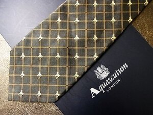 ★並品★4R01153【Aquascutum】アクアスキュータム「馬 ウマ 格子 動物 柄」ネクタイ