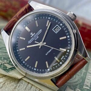 【動作良好】★送料無料★ ジャガールクルト JAEGER LECOULTRE メンズ腕時計 ブラック 自動巻き ヴィンテージ アンティーク