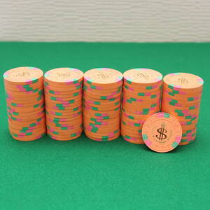 美品 本格カジノチップ 100枚 クレイ コイン ルーレット ブラックジャック バカラ ポーカー POKER 粘土 新品同様 ＄1 ＄10 230327