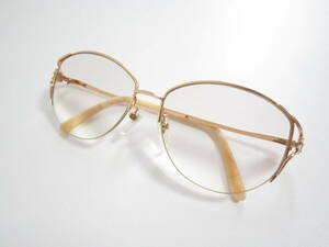 09◆FENDI　FE-9873　フェンディー　バレル型　テンプル　装飾　ゴールド系　ビンテージ　眼鏡　程度良品