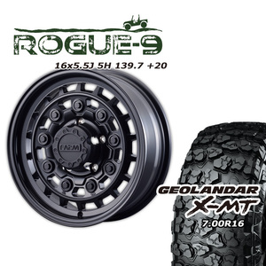 FARM ROGUE-9 マットブラック 16×5.5J/5H +20 ヨコハマ ジオランダー X-MT G005 7.00R16 4本セット