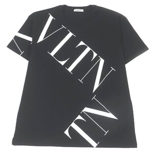 極美品□VALENTINO ヴァレンティノ SV3MG02P5FV VLTNロゴプリント ショートスリーブ 半袖Ｔシャツ ブラック L イタリア製 正規品 メンズ