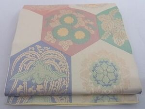 平和屋-こころ店■六通柄　本袋帯　亀甲鳳凰花文　金糸　正絹　逸品　A-az5241