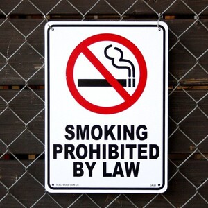 プラスチックメッセージサインボード SMOKING PROHIBITED BY LOW （法により喫煙は禁止されています ） CA