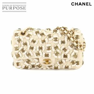 新品同様 シャネル CHANEL メティエダールコレクション チェーン ショルダー バッグ コットンジャージー ビジュー アイボリー 90244340