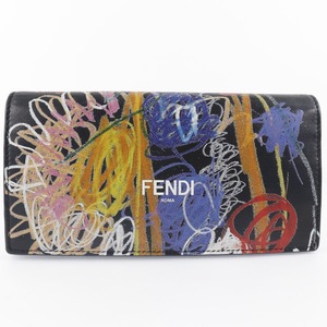 FENDI フェンディ コンチネンタル ノエル・フィールディング コラボ 7M0264 0AH8Q 長財布 カーフ 黒 メンズ【I131523135】中古