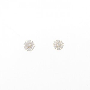 【リメイク】K18YG フラワー ダイヤモンド ピアス 0.30CT