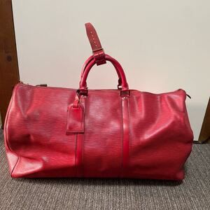 ルイヴィトン キーポル　ボストンバッグ エピレザー レディース レッド【中古】【LOUIS VUITTON】鑑定済み　 トラベルバッグ 大容量 