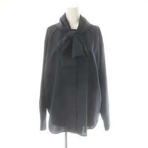 クラネ CLANE 24AW BOW TIE HOODIE SHIRT シャツ ボウタイ 長袖 フード 1 紺 ネイビー /DO ■OS レディース