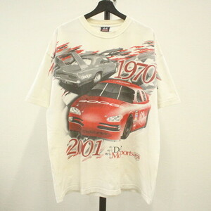 A551 2001年製ビンテージ AAA レーシング 半袖プリントTシャツ■00s 表記2XLサイズ ホワイト 白 DODGE NASCAR アメカジ ストリート 古着卸