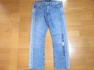 【送料無料 即決】 POLO SPORT RALPH LAUREN 復刻ポロスポーツ ラルフローレンVARICK SLIM STRAIGHT JEANS 34x30 ロゴLOGO デニム ジーンズ