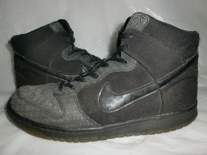 ★NIKE WMNS DUNK Hi PREMIUM `08製ナイキ 318714-001 WMNS ダンク Hi プレミアム ブラック/ブラック/ドットプリント