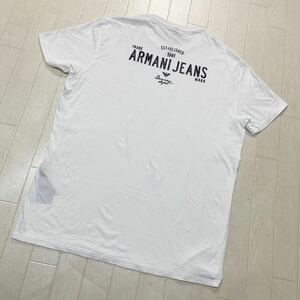 3941☆ ARMANI JEANS アルマーニ ジーンズ トップス 半袖Tシャツ クルーネックTシャツ カジュアル メンズ XXL ホワイト プリント