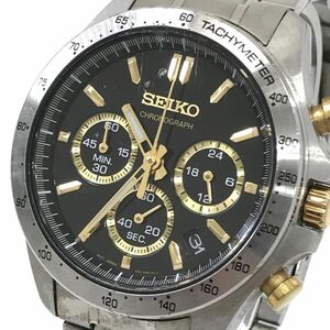 SEIKO セイコー SPIRIT スピリット 腕時計 SBTR015 クオーツ アナログ クロノグラフ カレンダー ブラック ゴールド シルバー 動作確認済