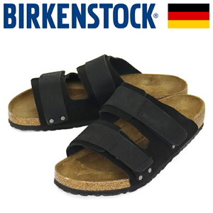 BIRKENSTOCK (ビルケンシュトック) 1024810 UJI ウジ ヌバックスエードレザーサンダル BLACK レギュラー幅 BI319 43-約28.0cm