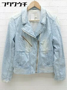 ◇ MOUSSY マウジー ジップアップ 長袖 デニム ジャケット Gジャン サイズ2 ライトブルー レディース