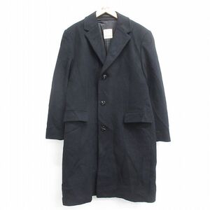 L/古着 長袖 ウール コート メンズ 90s ロング丈 黒 ブラック 23dec19 中古 アウター