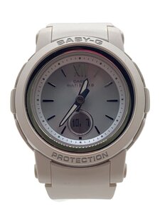 CASIO◆ソーラー腕時計_BABY-G/アナログ/-/SLV/WHT