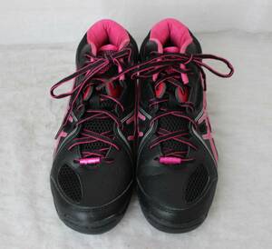 バスケットシューズ　　asics LADY GELFLASH 5 （アシックス レディゲルフラッシュ 5）（TBF401）　黒/ピンク　24.5㎝　　着用少　ok2403C