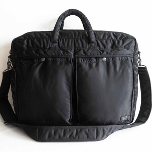 【定番】PORTER 【タンカー 2WAY 2層式 ブリーフケース】ポーター ショルダー ビジネスバッグ ナイロン ブラック TANKER BAG u2409164