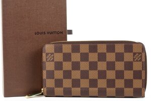 【新品同様・未使用】LOUIS VUITTON ヴィトン ダミエ ラウンドファスナー ジッピーウォレット 長財布 ブランド小物【LZ36】