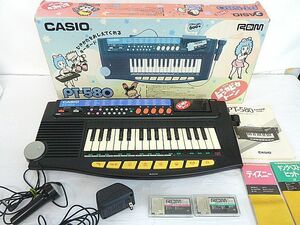 t892 簡易動作確認済み CASIO カシオ PT-580 ピッカピッカトーン キーボード 32鍵 100音色 ROM2点付 ディズニー/ヤングベストヒット 楽器