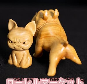 2点 可愛い 精密細工 手作り 彫刻工芸品 縁起物 木彫