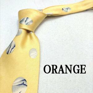 ORANGE 鮮やかな黄色のネクタイ ドット柄 絹100％ 韓国製