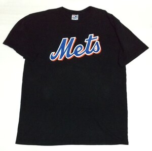 ☆Mets 半袖Tシャツ2XLサイズ洗濯済スポーツ ティーMLBラバーBIGバックWRIGHTプリント5ファッションCOTTONブラック黒色ベースボール メッツ