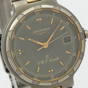 ★良品 1円 LONGINES ロンジン コンクエストV.H.P. チタニウム QZ 動作品 KN0724T（SS 84）