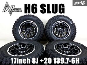 【 未使用 展示品!! 】 NITRO POWER ナイトロパワー H6 SLUG 17inch 8J +20 PCD 139.7 6H FALKEN 265/70R17 タイヤ付き ホイール 4本 棚45B