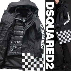 新品41万【DSQUARED2ディースクエアード】17AW/SKI COLLECTION/艶を纏った最上級3WAY撥水高機能レイヤーダウンコート48/M-L-XL-XXL相当D313