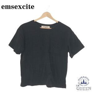 ☆美品☆ emsexcite エムズエキサイト トップス Tシャツ カットソー 半袖 カジュアル きれいめ レディース ブラック M 901-3181 送料無料