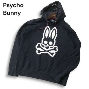 Psycho Bunny サイコバニー 通年 スカル バニー★ スウェット プルオーバー パーカー Sz.L　メンズ ネイビー　I5T00239_1#I