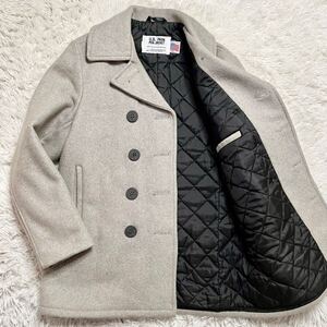 希少カラー L相当 ●Schott ショット ピーコート Pコート ジャケット ダブルブレスト キルティング ライトグレー 肉厚 極暖 USA製 740N