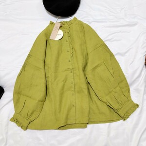 SM2 Slow Linen フリルピンタックブラウス　新品　サマンサモスモス　リネン