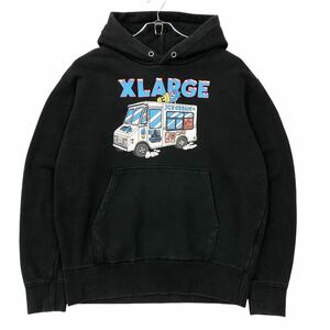 XLARGE(エクストララージ)スウェットパーカー プリントロゴ 裏パイル地 メンズS ブラック