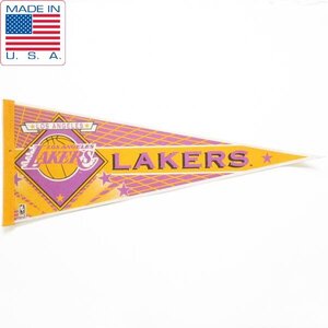 90s USA製 NBA LOS ANGELES LAKERS ペナント レイカーズ バスケットボール レブロン・ジェームズ ビンテージ 90年代 D149-71-0010XV