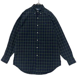 【 POLO Ralph Lauren 】 美品 THE BIG SHIRT ブラックウォッチ チェック 柄 bd ボタンダウン シャツ S ビッグ ラルフローレン 長袖