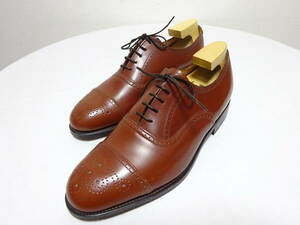 CLARKS クラークス　セミブローグシューズ　レザーシューズ　ENGLAND製　英国製　コニャックブラウン　8　26.5cm位　未使用品保管品