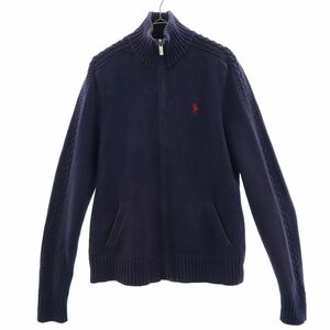 ラルフローレンスポーツ ハイネック ニットジャケット M ネイビー RALPH LAUREN SPORTS セーター レディース