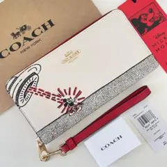 COACH コーチ　ストラップ付き　長財布　ディズニーキースヘリング限定コラボ