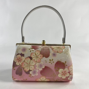 和装バッグ 美品 優品 フォーマル 桜 金彩 ラインストーン 白 エナメル 和装小物 【中古】