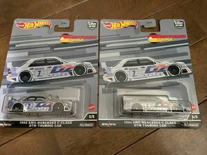 送料込2台セット ホットウィール Hot Wheels ドイチェラントデザイン 1994 AMG-MERCEDES C-CLASS DTM TOURING CAR メルセデス ベンツ