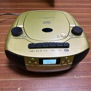 aiwa アイワ　CSD-45 CDラジオカセットレコーダー　ゴールド オーディオ機器 ラジカセ AM/FMラジオ