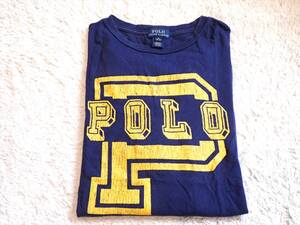 良品☆【POLO RALPH LAUREN ラルフローレン】ロンT size(M)10-12☆ネイビー☆ビックPプリント